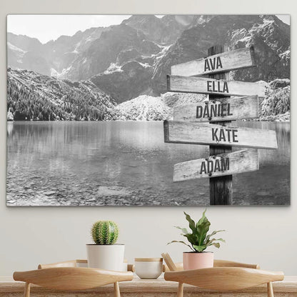 Personalised Canvas "Mountain Lake B/W"