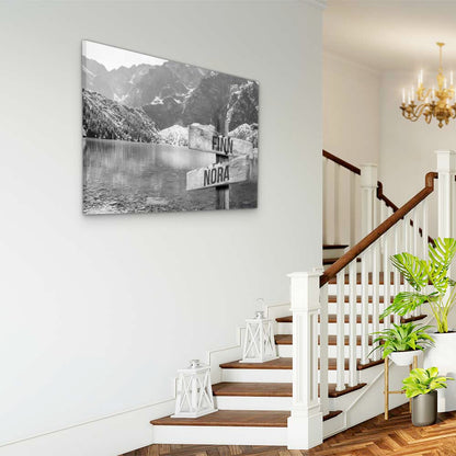 Personalised Canvas "Mountain Lake B/W"