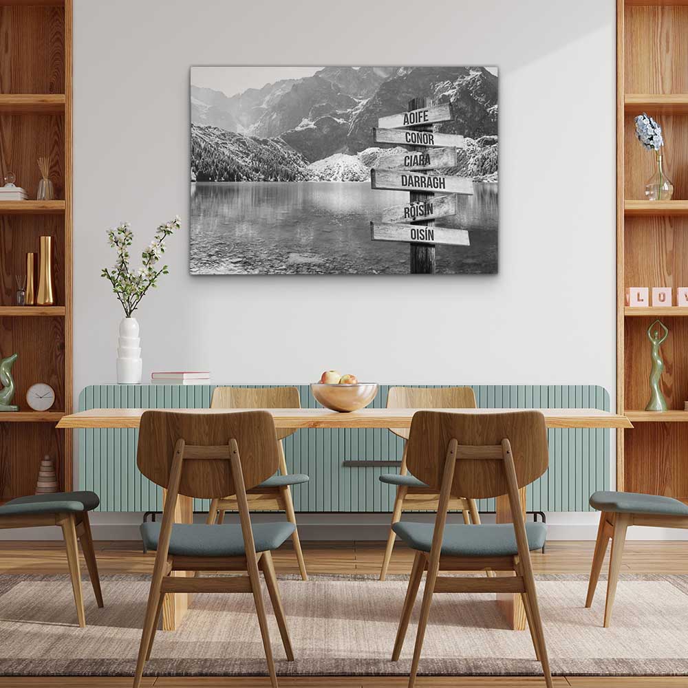 Personalised Canvas "Mountain Lake B/W"