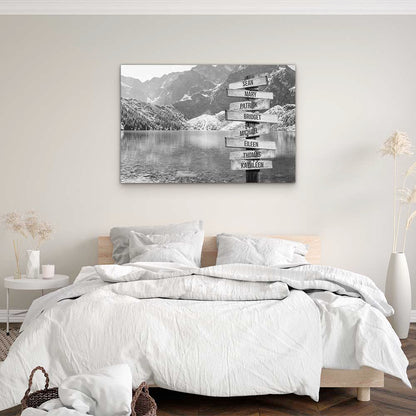 Personalised Canvas "Mountain Lake B/W"