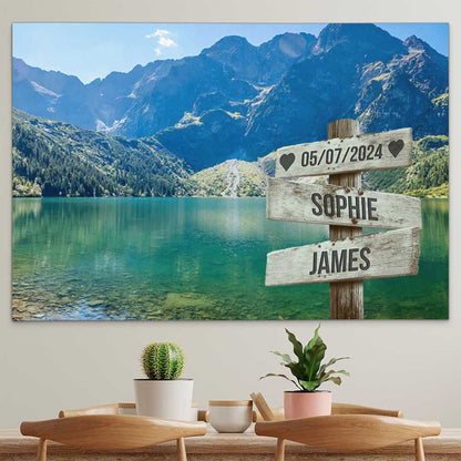 Personalised Canvas "Mountain Lake Couple"