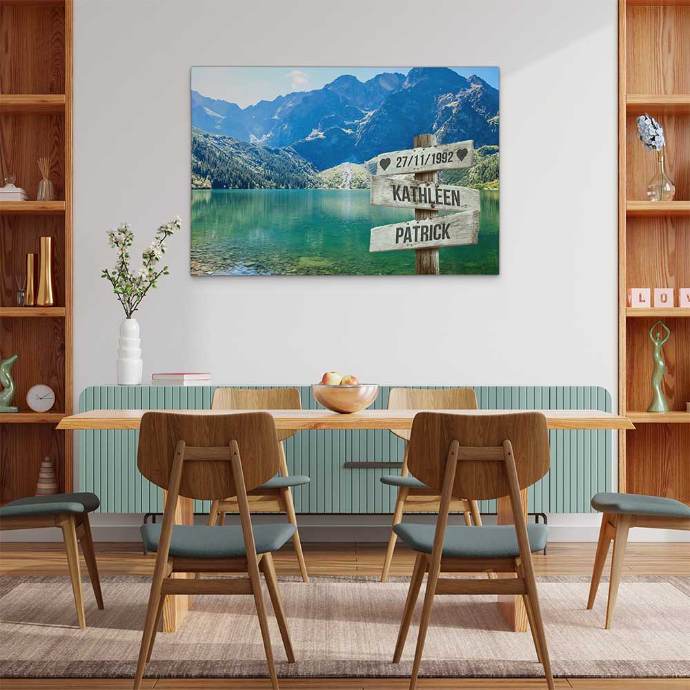 Personalised Canvas "Mountain Lake Couple"