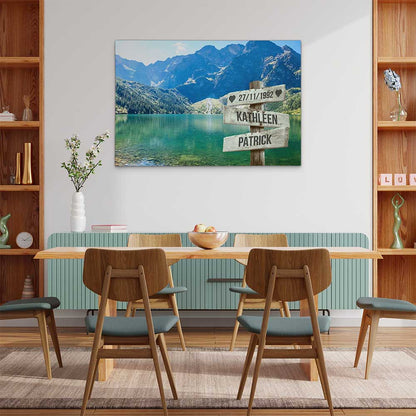 Personalised Canvas "Mountain Lake Couple"