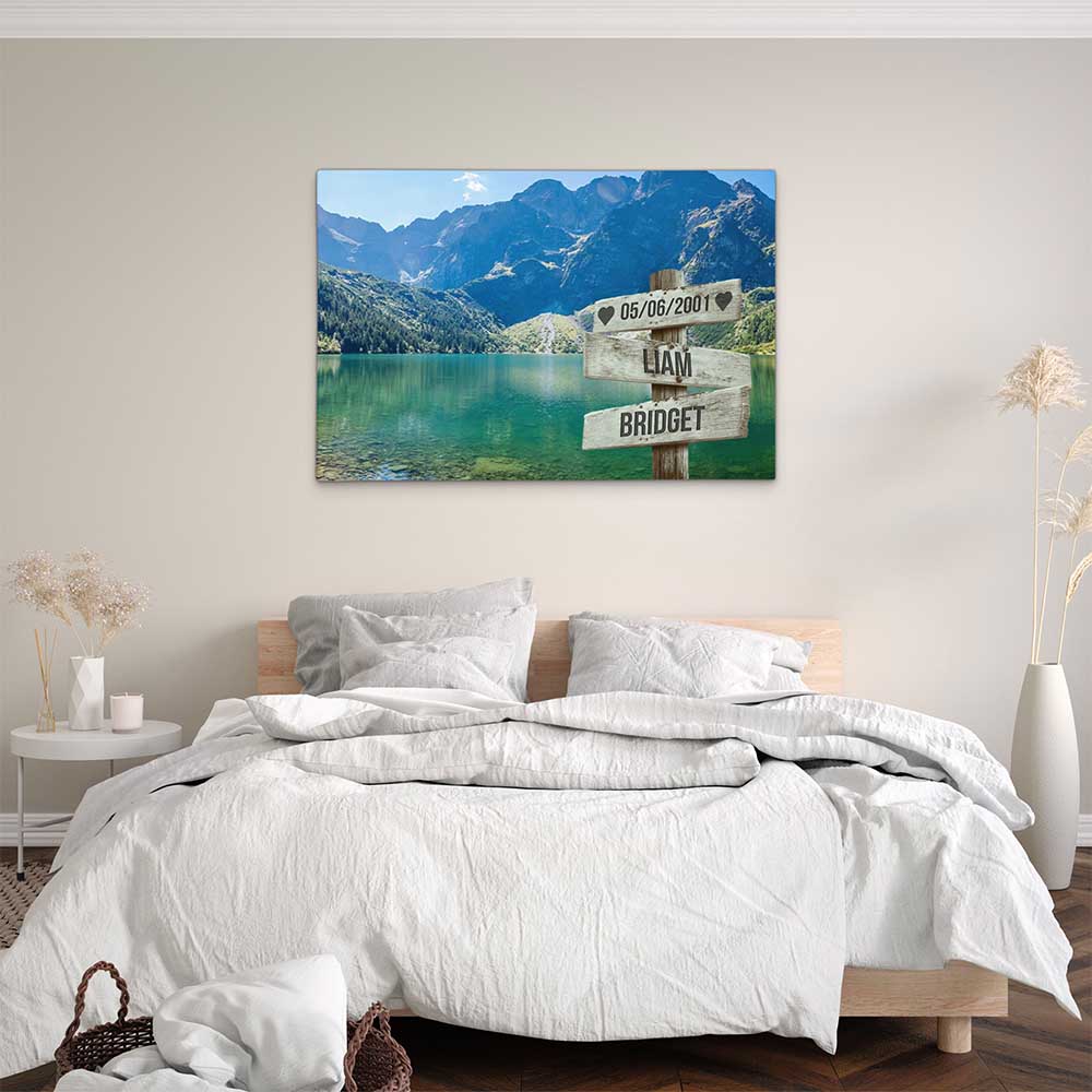 Personalised Canvas "Mountain Lake Couple"