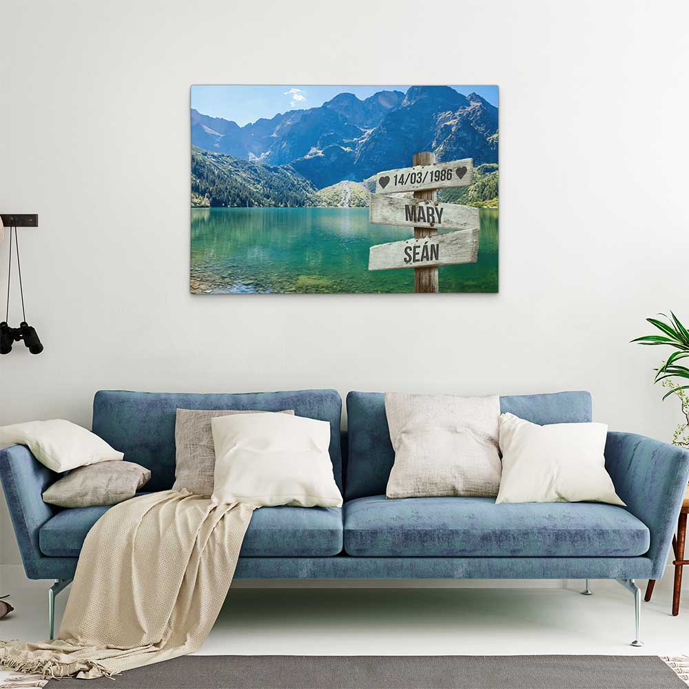 Personalised Canvas "Mountain Lake Couple"