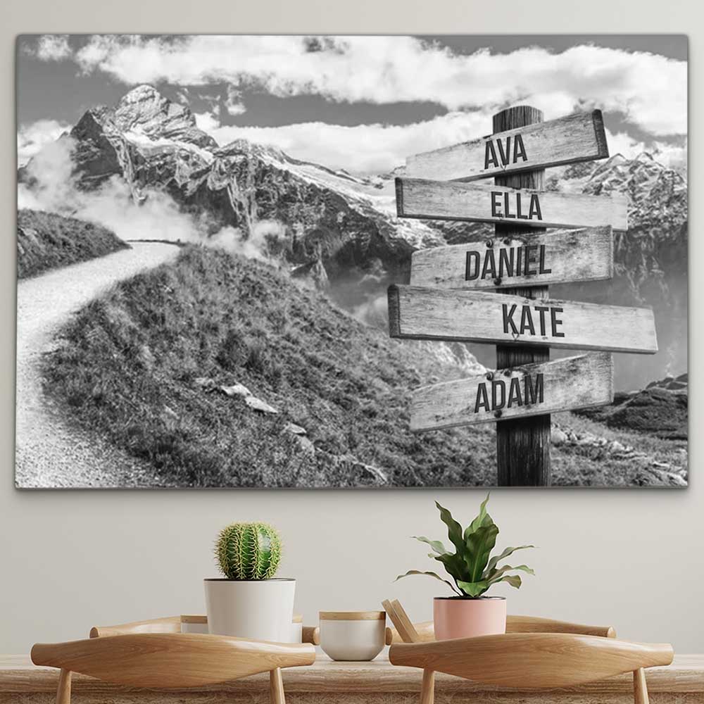 Personalised Canvas "Mountain Path B/W"