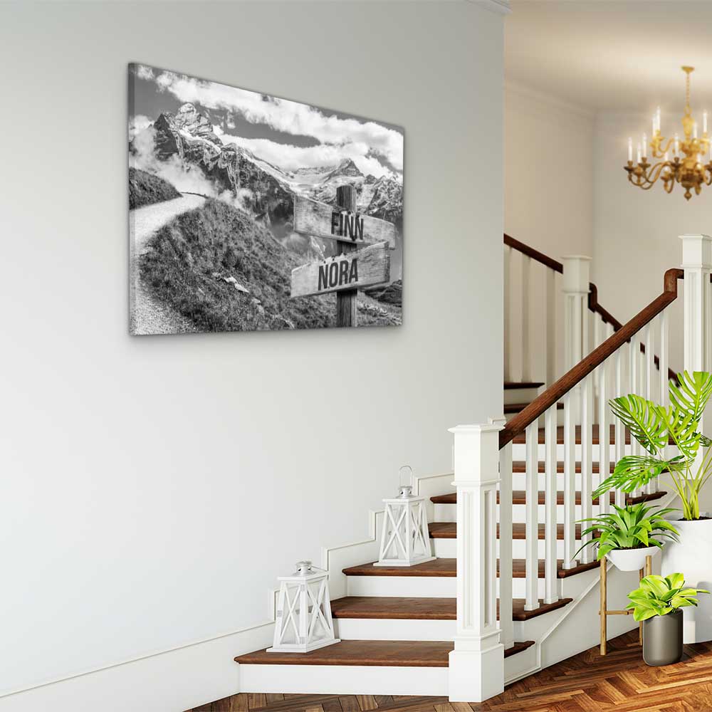 Personalised Canvas "Mountain Path B/W"