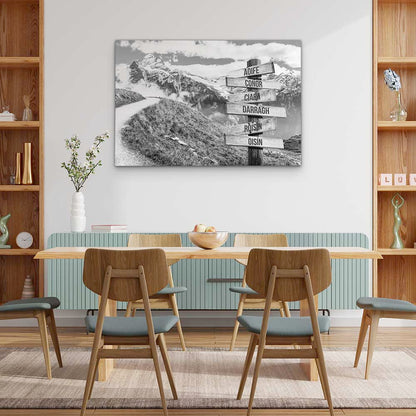 Personalised Canvas "Mountain Path B/W"