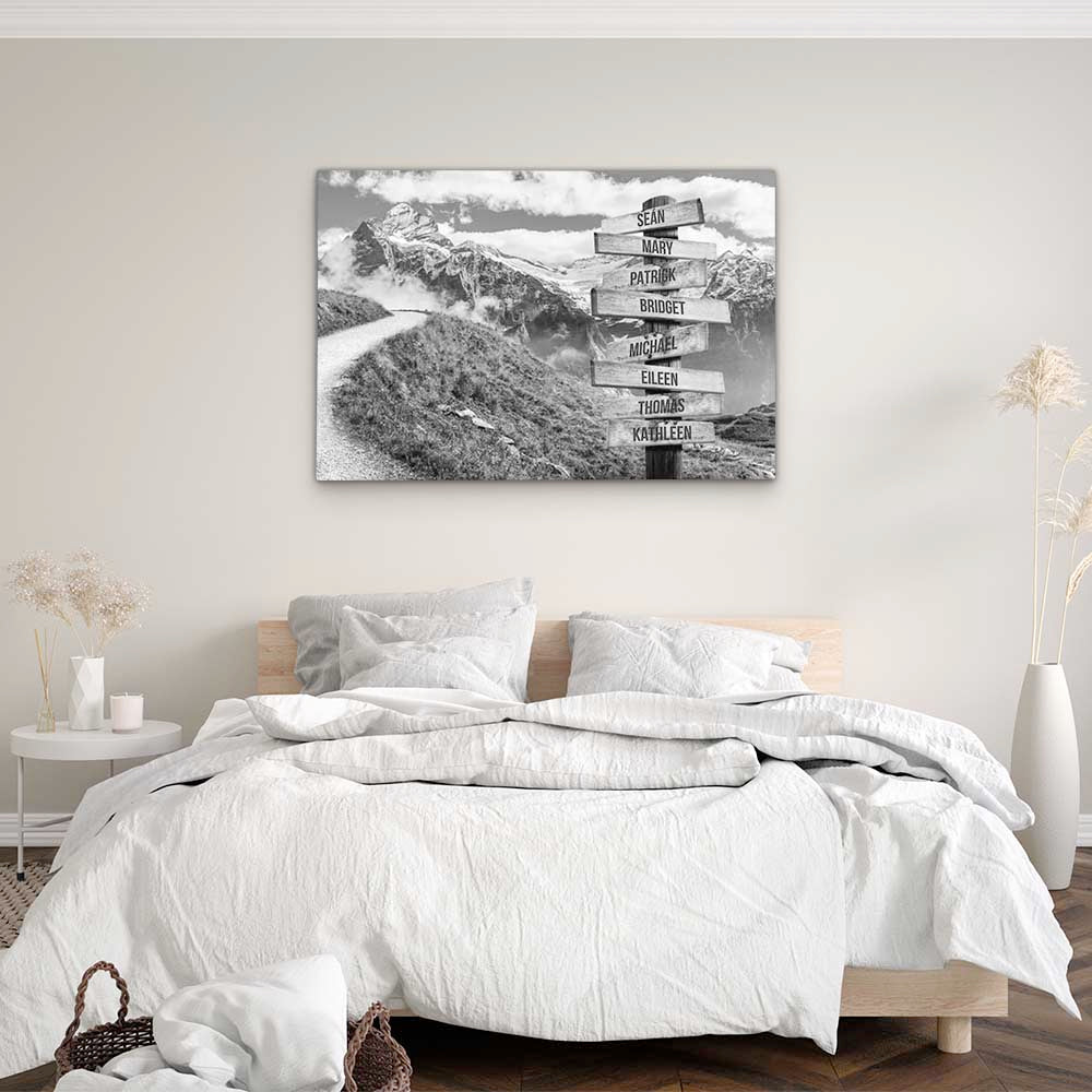 Personalised Canvas "Mountain Path B/W"