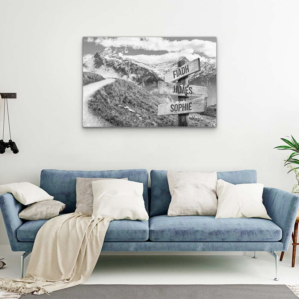 Personalised Canvas "Mountain Path B/W"