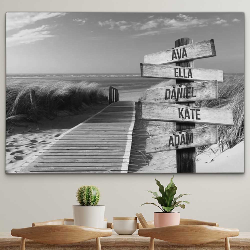 Personalised Canvas "Dune Footbridge B/W"