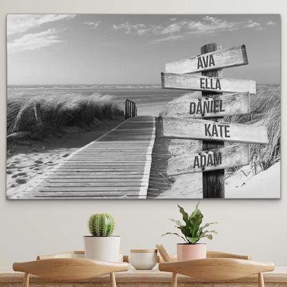 Personalised Canvas "Dune Footbridge B/W"