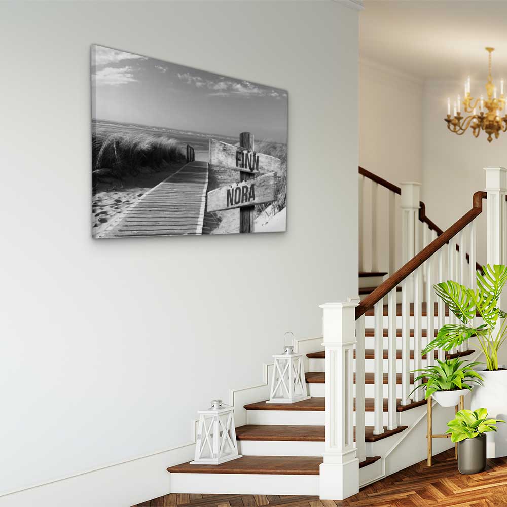 Personalised Canvas "Dune Footbridge B/W"