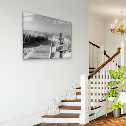 Personalised Canvas "Dune Footbridge B/W"