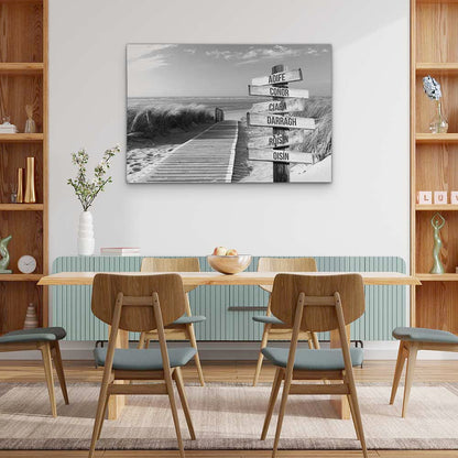 Personalised Canvas "Dune Footbridge B/W"