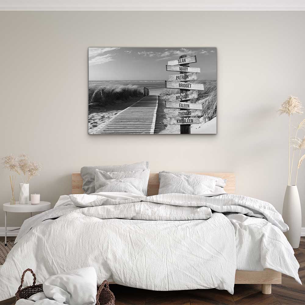 Personalised Canvas "Dune Footbridge B/W"