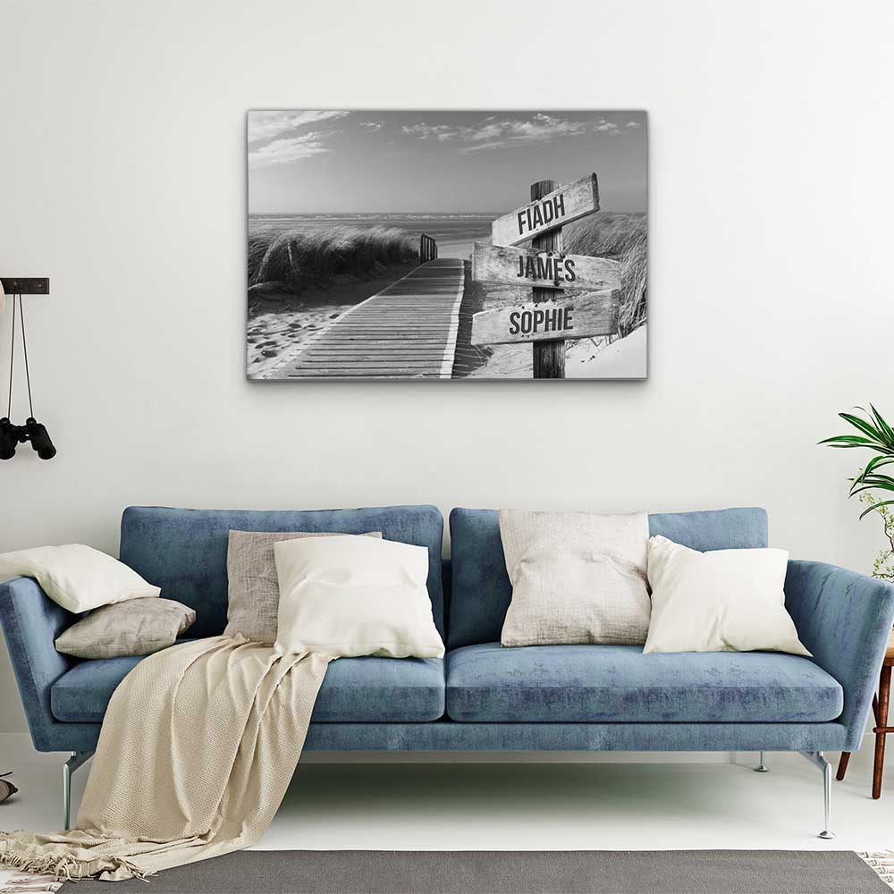 Personalised Canvas "Dune Footbridge B/W"