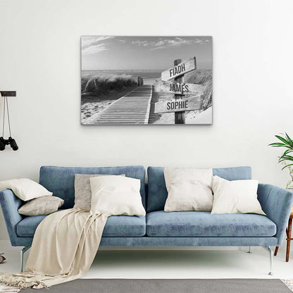 Personalised Canvas "Dune Footbridge B/W"