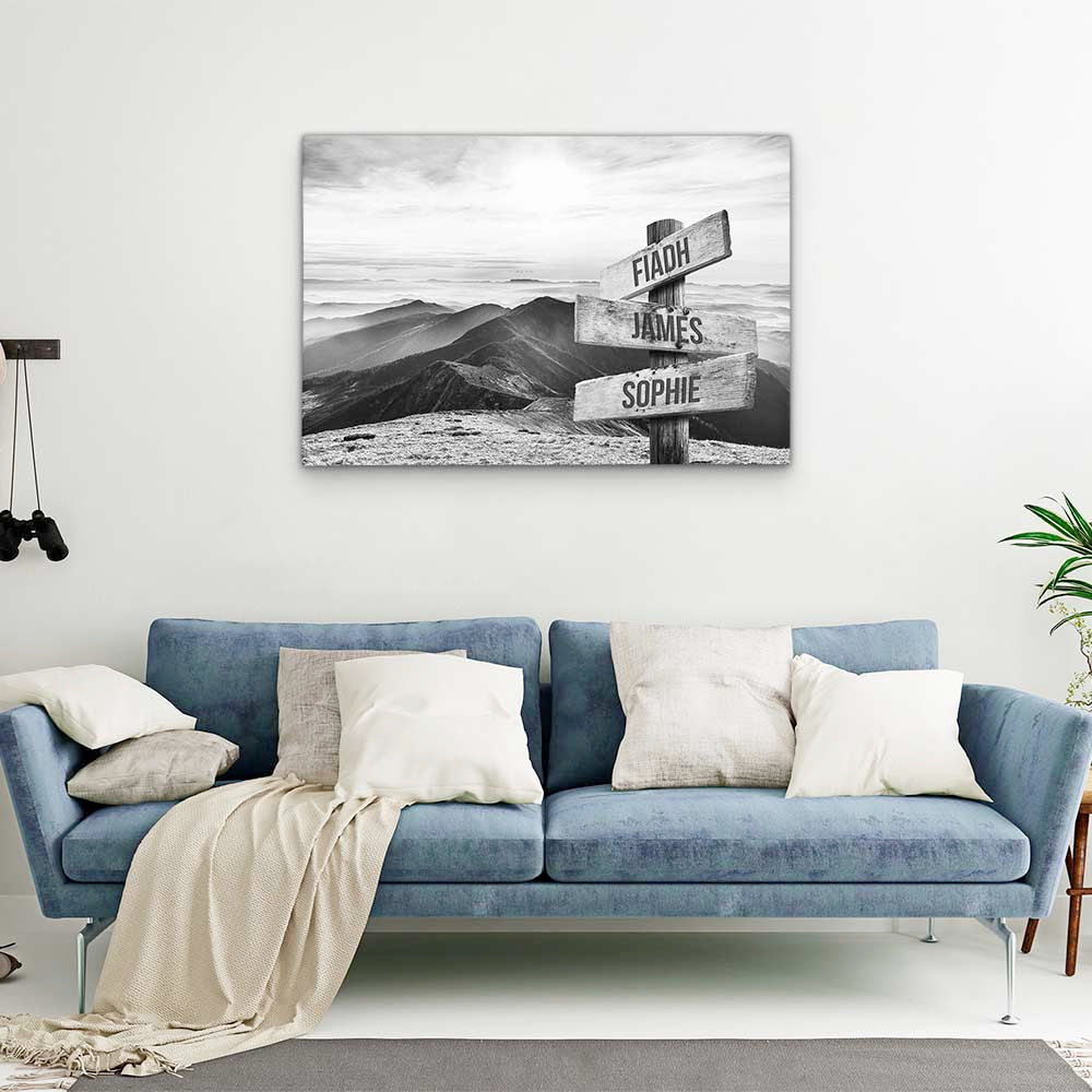 Personalised Canvas "Mountain Landscape B/W"