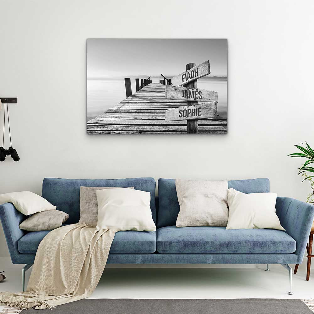 Personalised Canvas "Golden Bridge B/W"