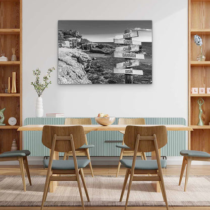 Personalised Canvas "Blue Bay B/W"