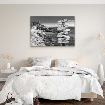 Personalised Canvas "Blue Bay B/W"