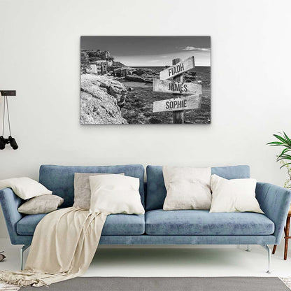 Personalised Canvas "Blue Bay B/W"