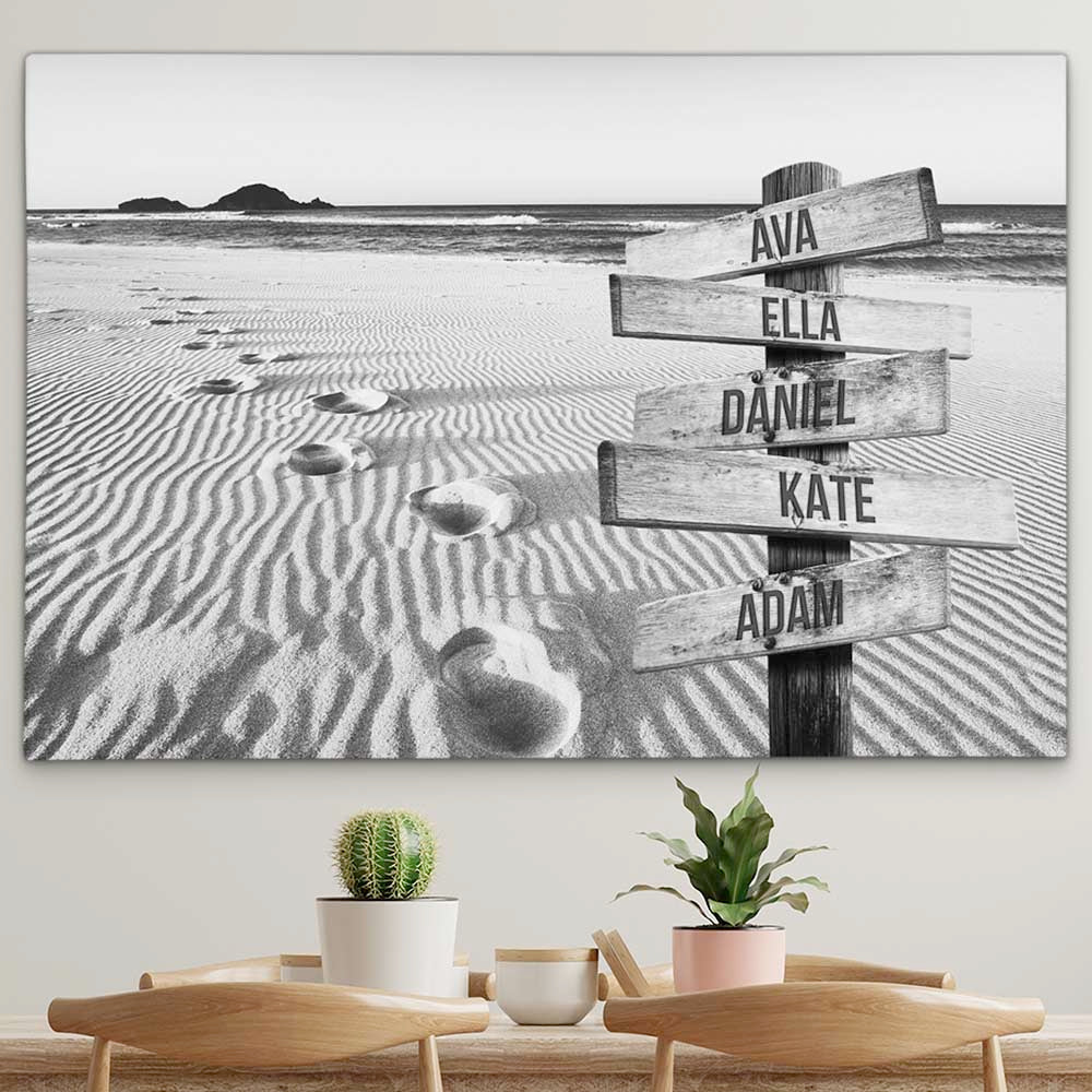 Personalised Canvas "Foot-Steps B/W"