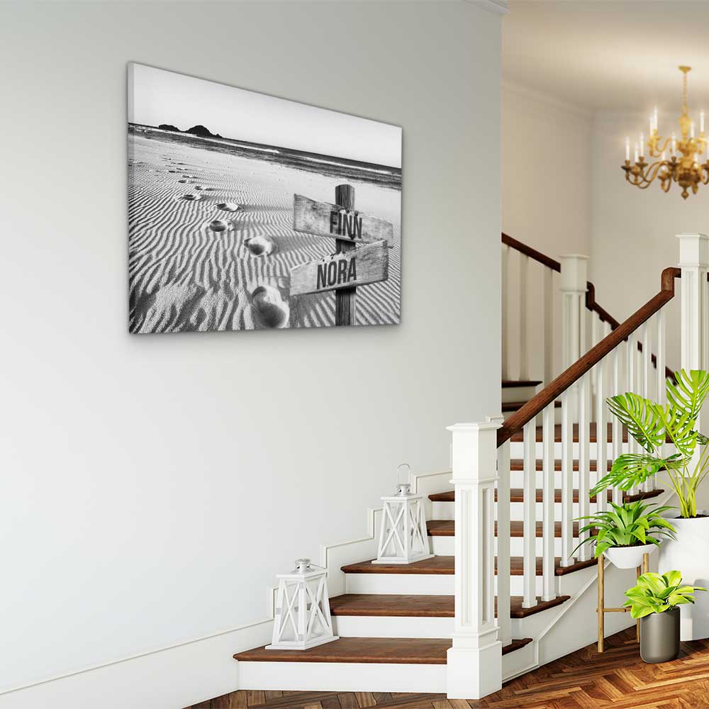 Personalised Canvas "Foot-Steps B/W"