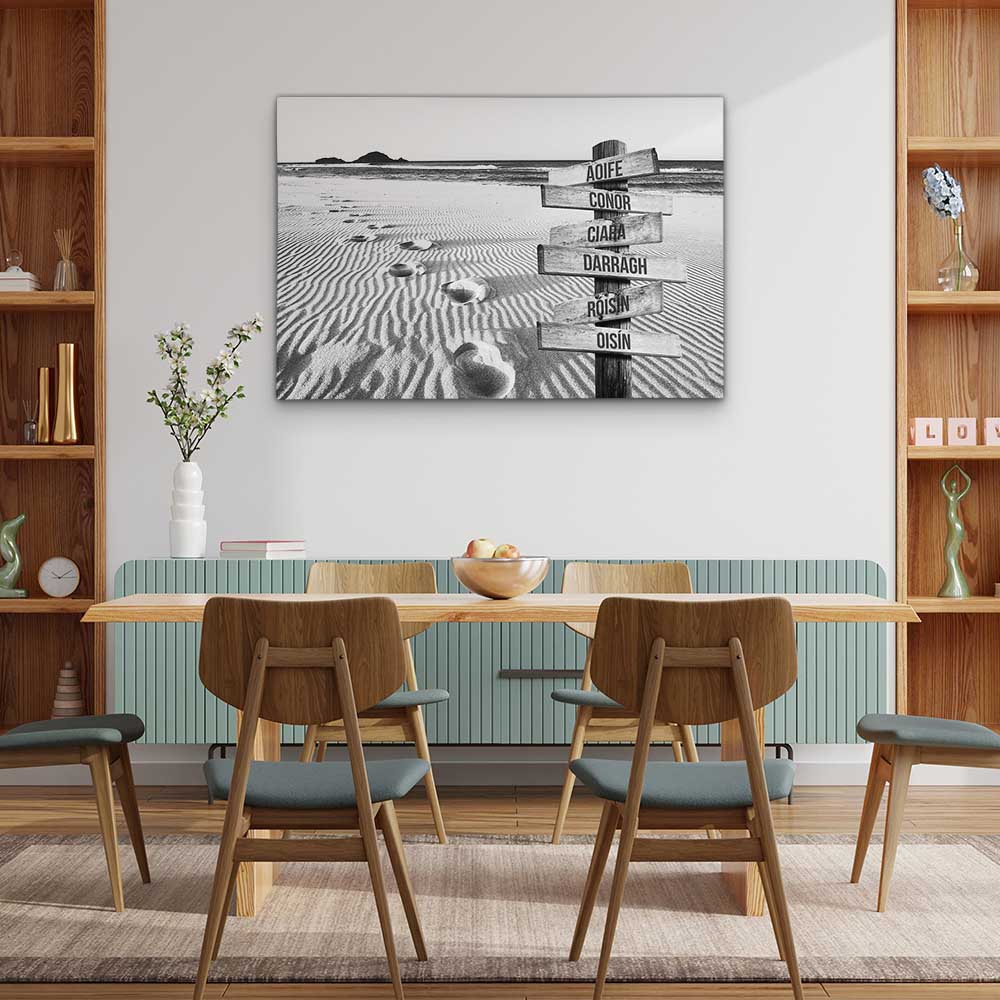 Personalised Canvas "Foot-Steps B/W"