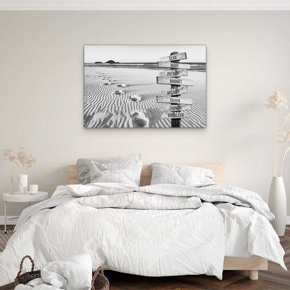 Personalised Canvas "Foot-Steps B/W"