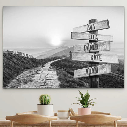 Personalised Canvas "Mountain-Sun B/W"