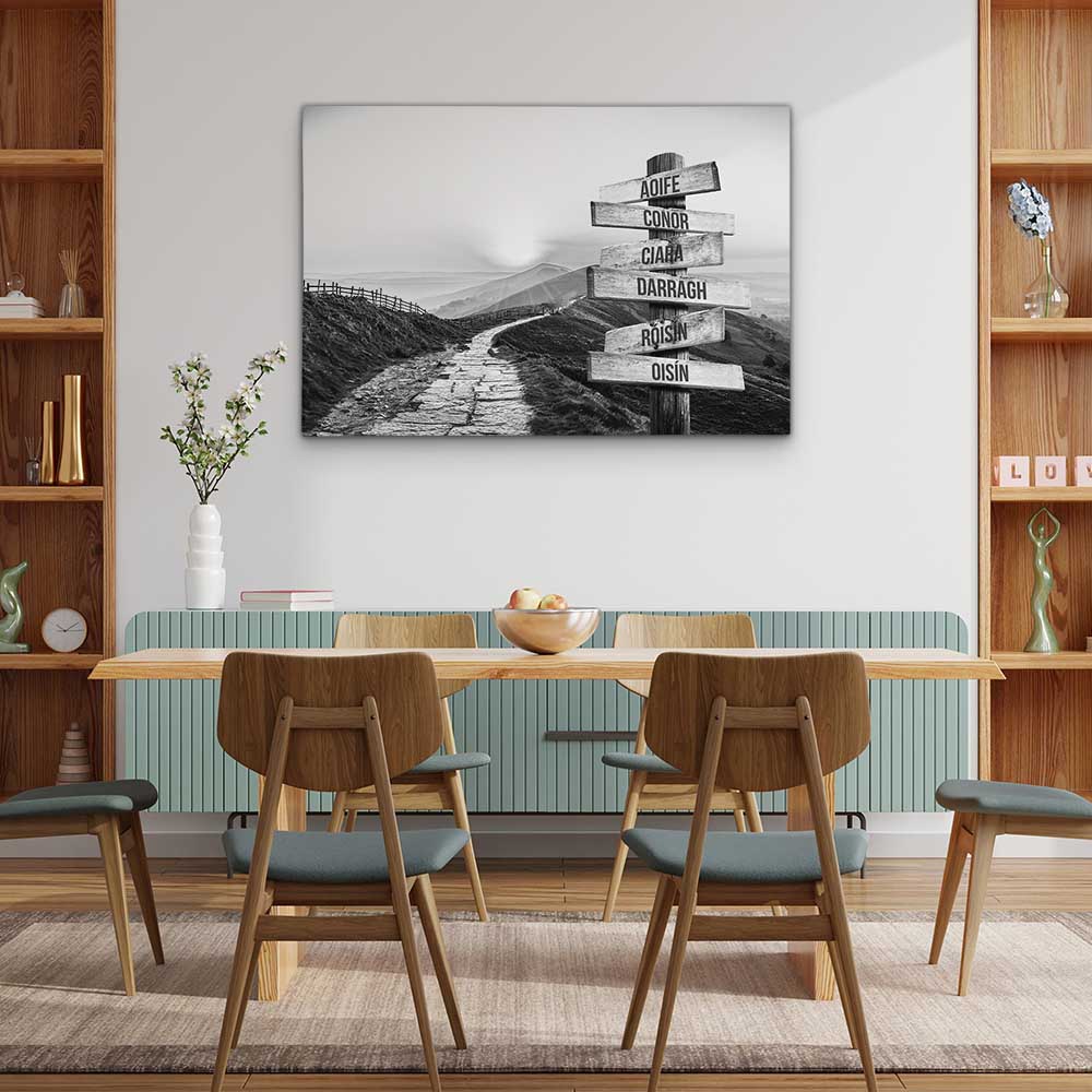 Personalised Canvas "Mountain-Sun B/W"