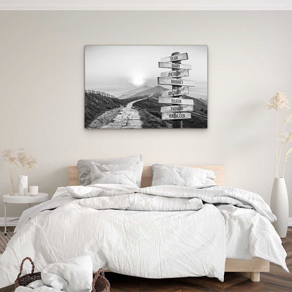 Personalised Canvas "Mountain-Sun B/W"