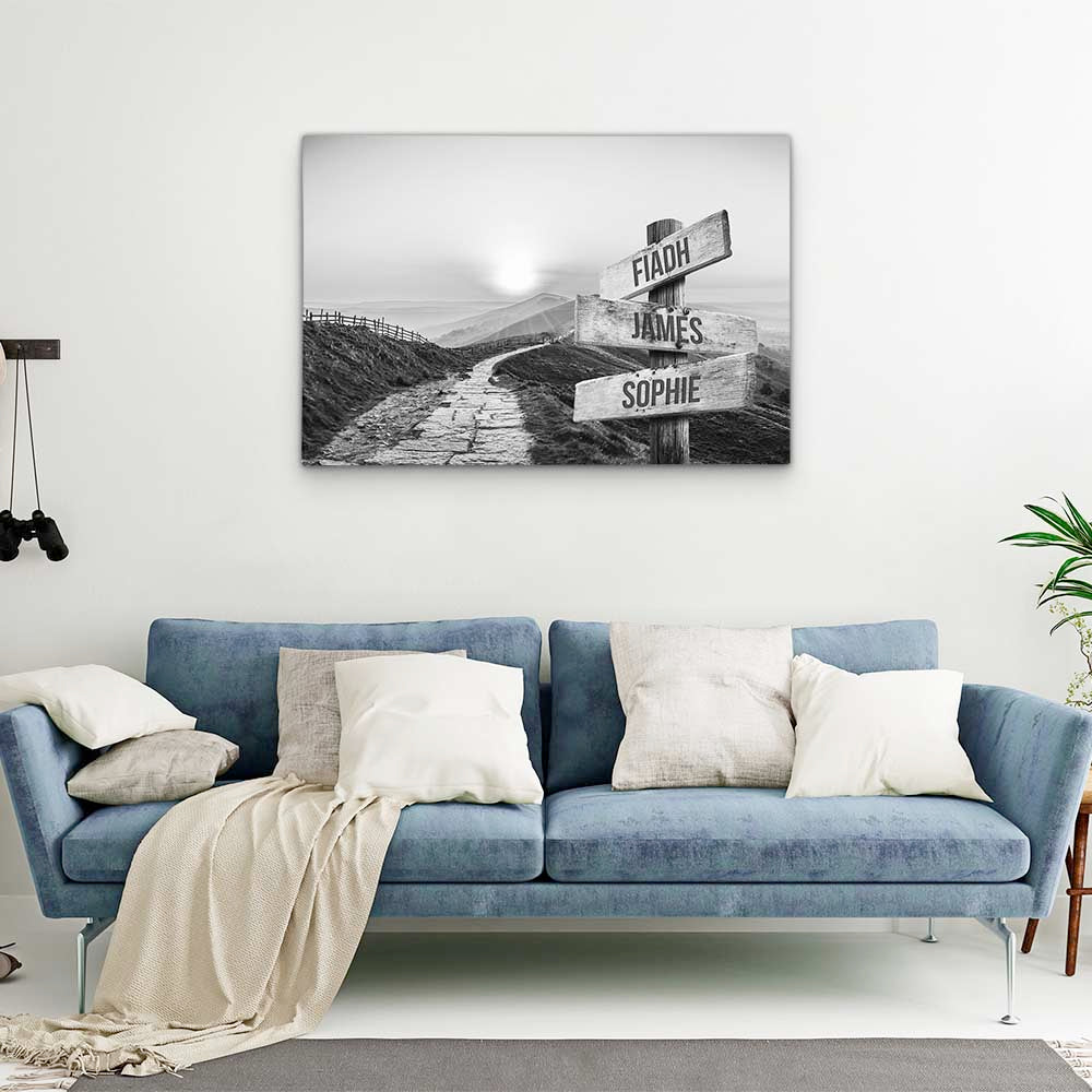 Personalised Canvas "Mountain-Sun B/W"