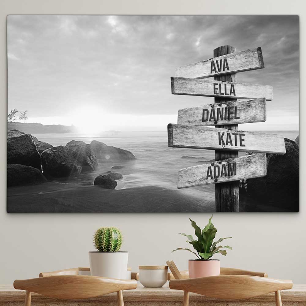 Personalised Canvas "Evening Sun B/W"