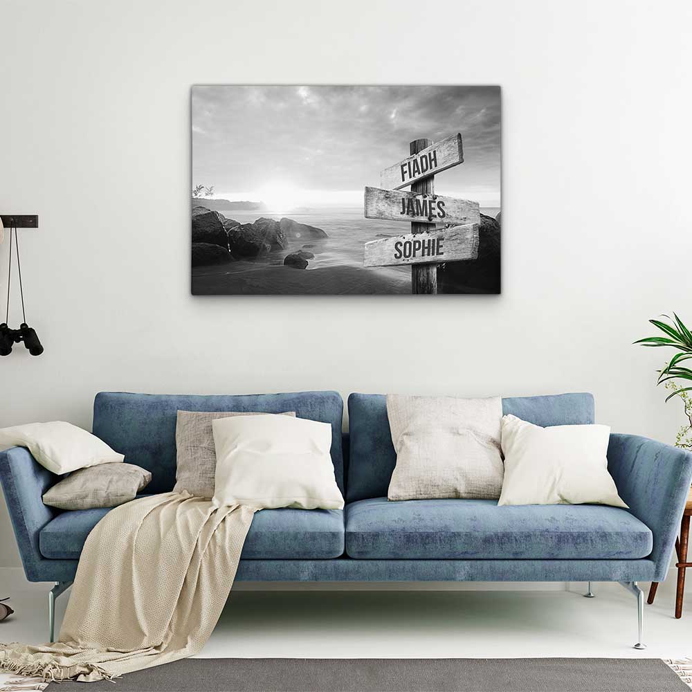 Personalised Canvas "Evening Sun B/W"