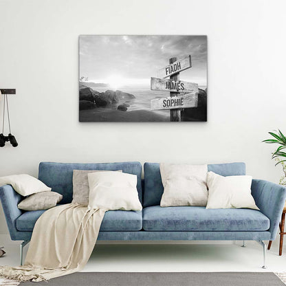 Personalised Canvas "Evening Sun B/W"