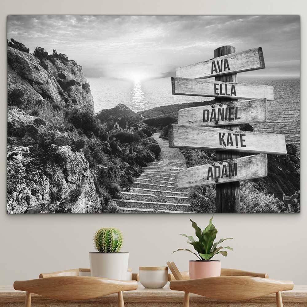 Personalised Canvas "Family-Steps B/W"