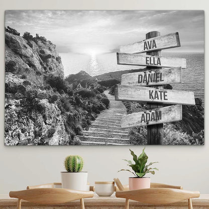 Personalised Canvas "Family-Steps B/W"