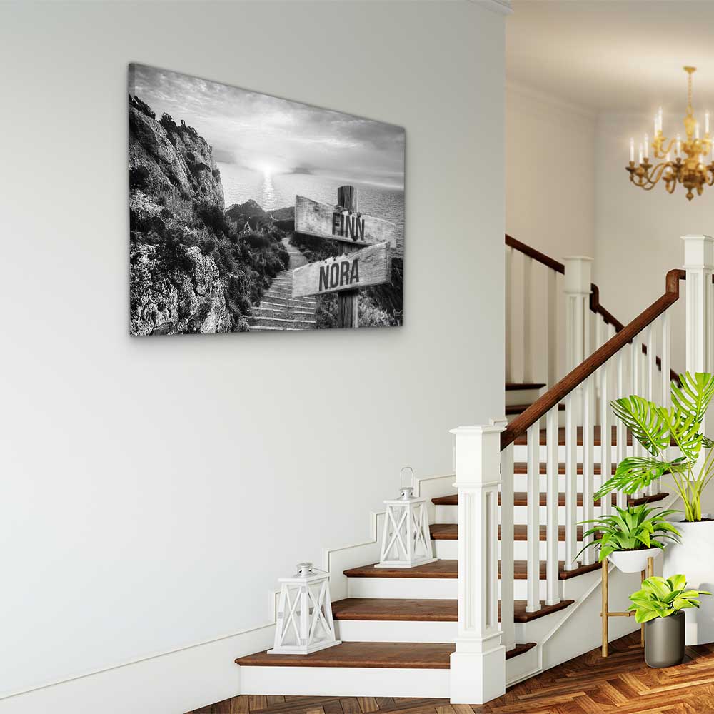 Personalised Canvas "Family-Steps B/W"