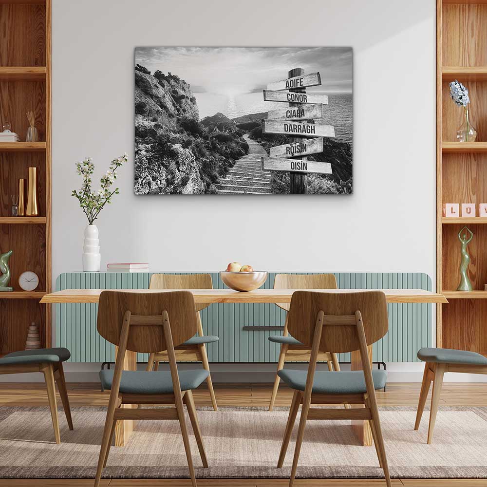 Personalised Canvas "Family-Steps B/W"