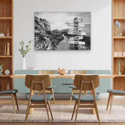 Personalised Canvas "Family-Steps B/W"