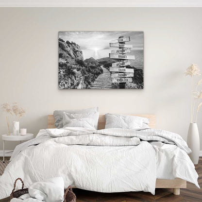 Personalised Canvas "Family-Steps B/W"