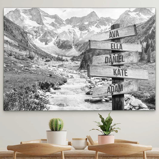 Personalised Canvas "Mountain Stream B/W"