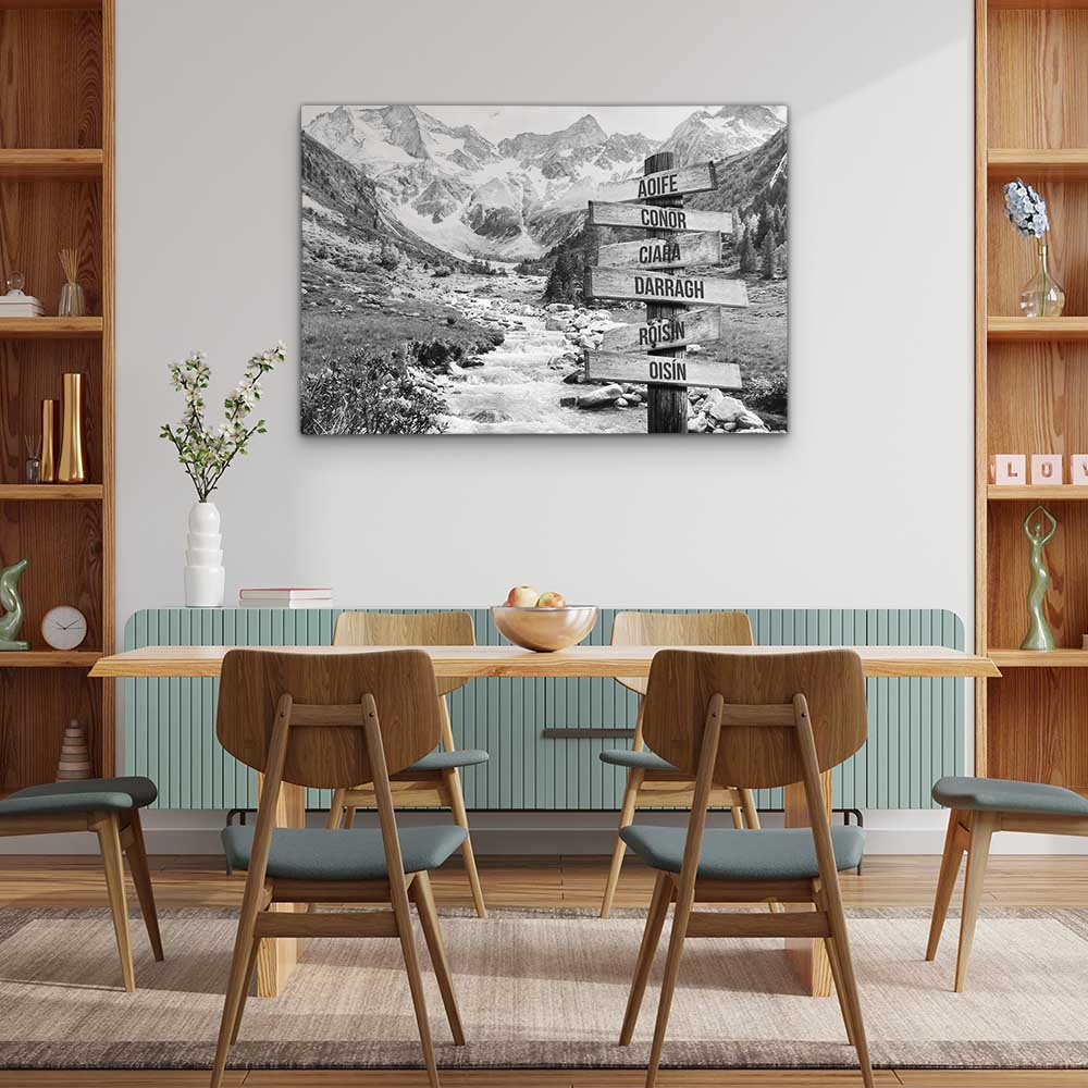 Personalised Canvas "Mountain Stream B/W"