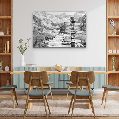 Personalised Canvas "Mountain Stream B/W"