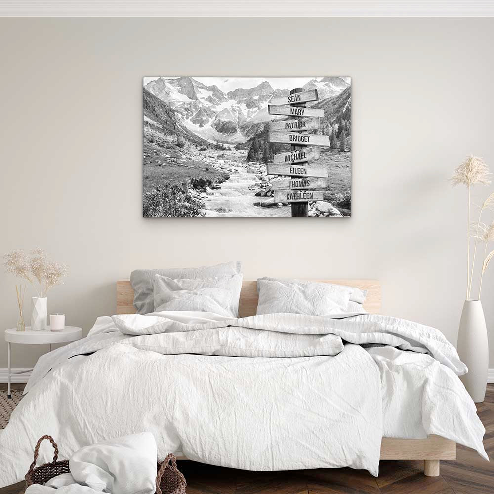 Personalised Canvas "Mountain Stream B/W"