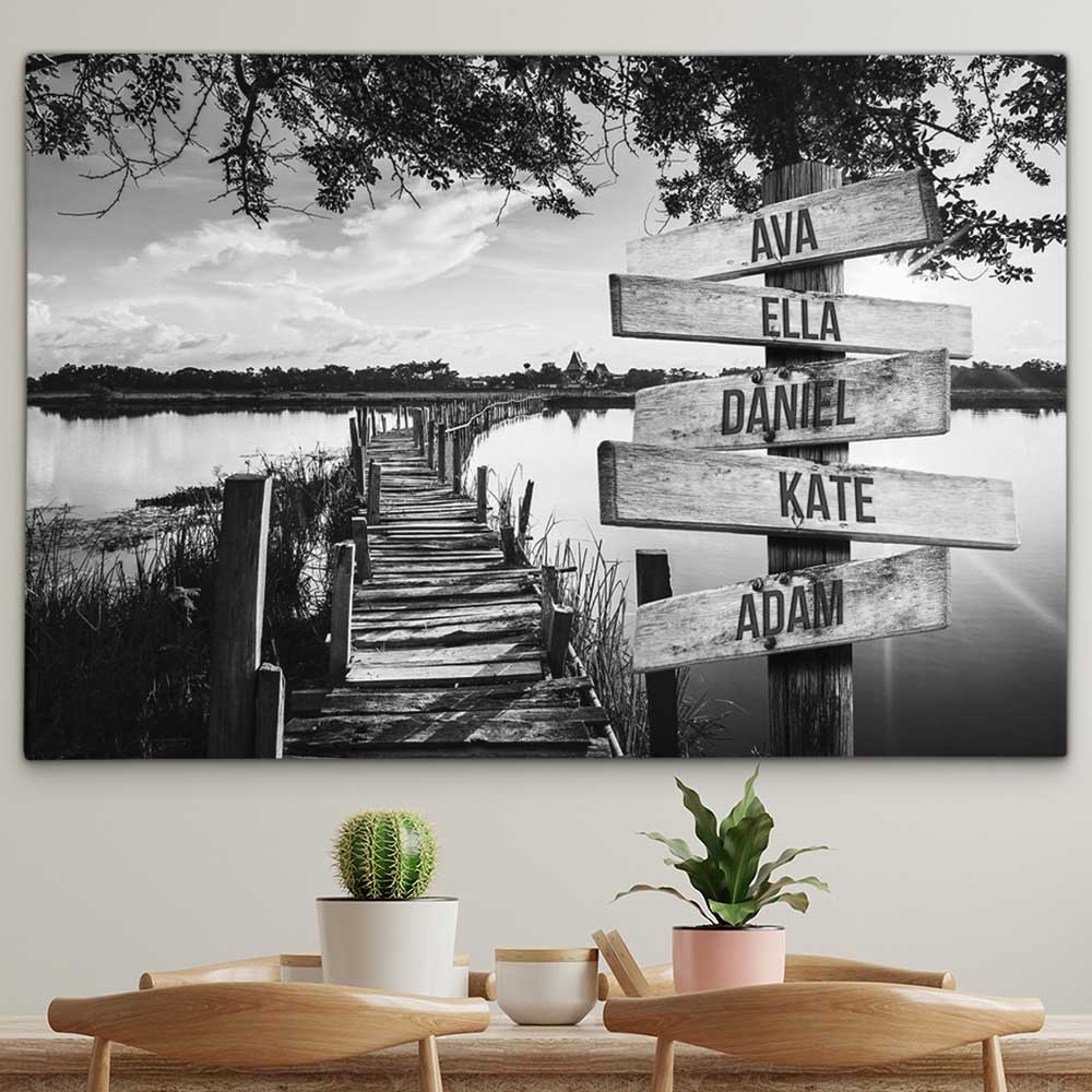 Personalised Canvas "Sun-Lake B/W"