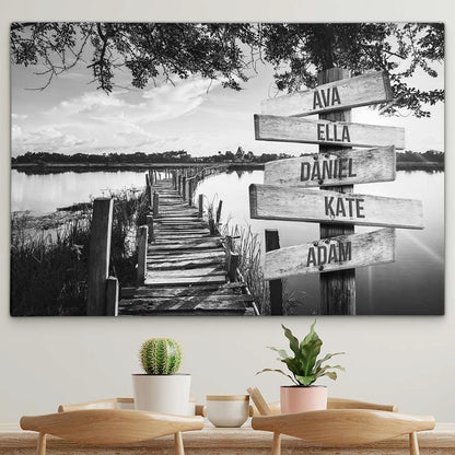 Personalised Canvas "Sun-Lake B/W"